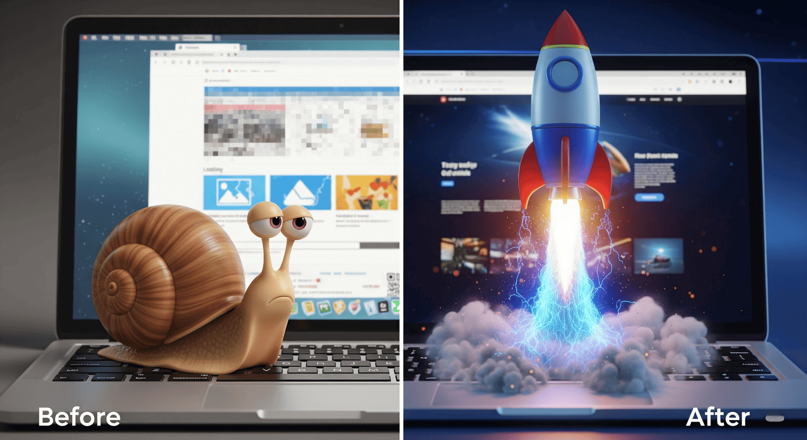 Before and after website optimization